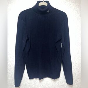 Lauren Ralph Lauren navy blue turtle neck ribbed sweater women’s size medium